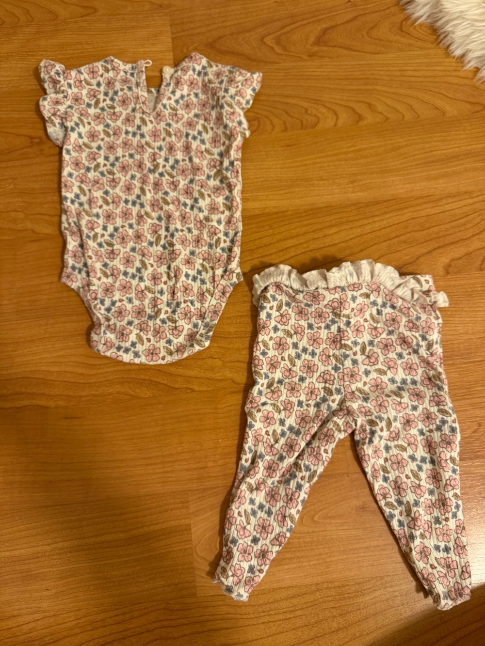 Carter’s Floral Baby Two-Piece Set in Cream and Pink - Picture 2 of 3